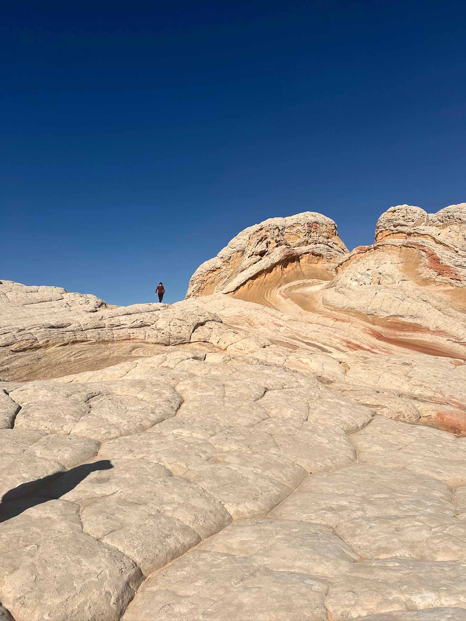 Person hiking at White Pocket, AZ